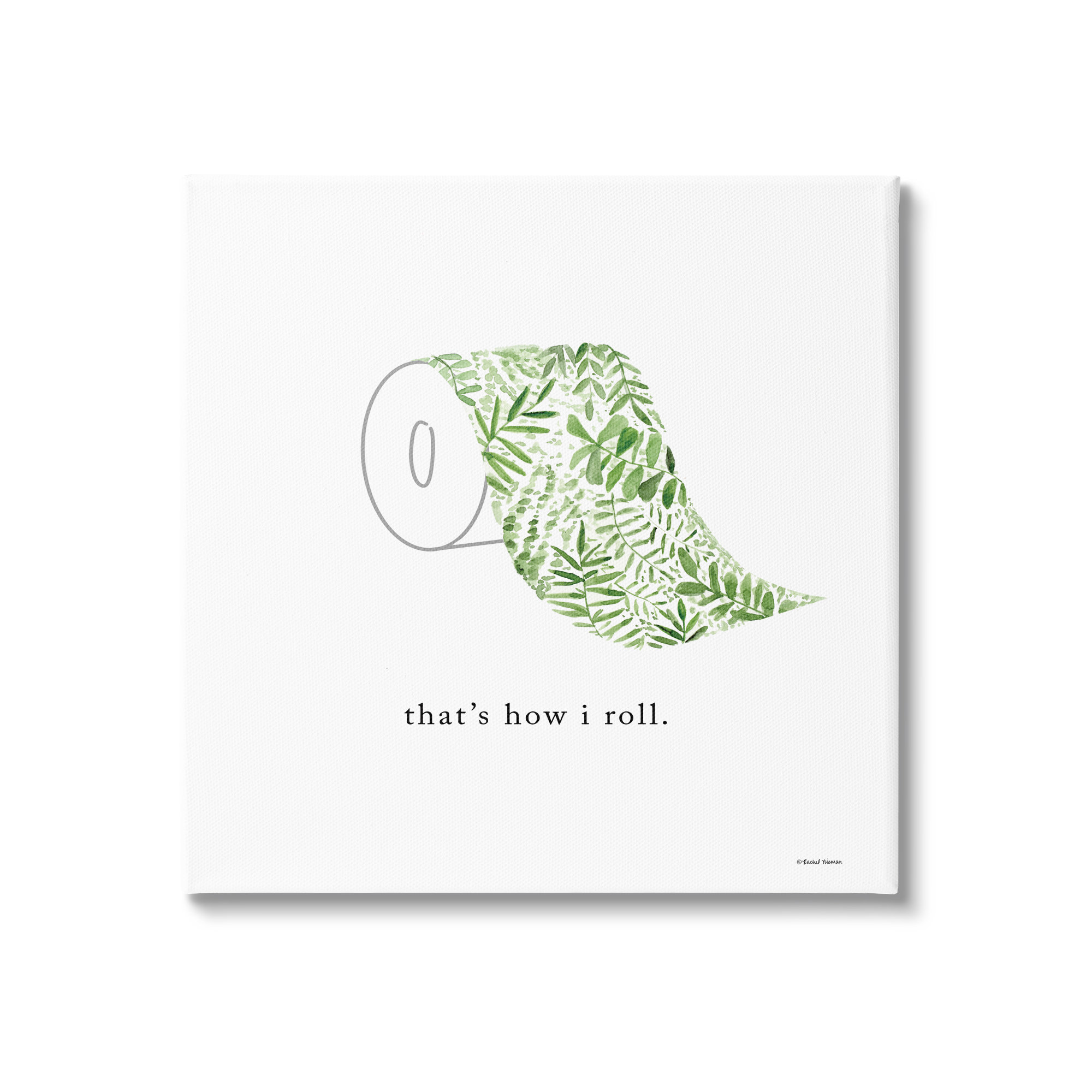 Stupell Industries That's How I Roll Botanical Toilet Paper Canvas Wall ...